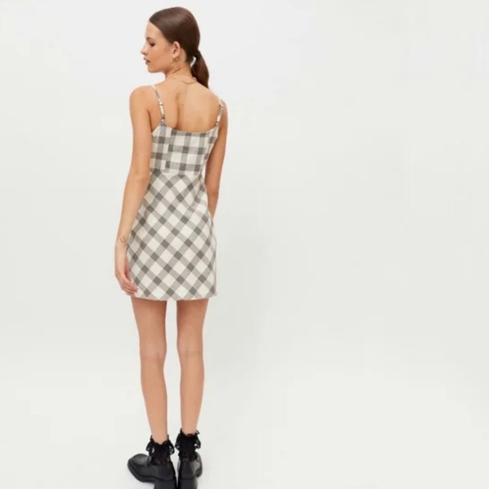 Urban Outfitters Cream and Brown Plaid Spaghetti Strap Mini Dress - Picture 2 of 11
